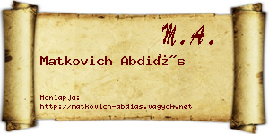 Matkovich Abdiás névjegykártya